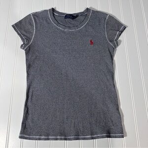 Polo by Ralph Lauren Black and White Striped Short Sleeve Tee